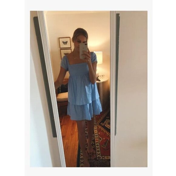 RTR NOW Eyelet Babydoll Dress in Blue Medium Womens Mini - Picture 12 of 12
